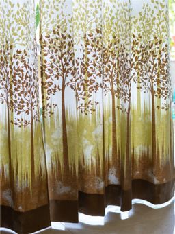 Urban Space - Cotton Window Curtains 5 Ft with Eyelets and TieBack 2 Pieces - Panel Jungle Brown