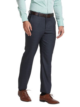 Park Avenue - Regular Fit Checkered Medium Blue Trouser
