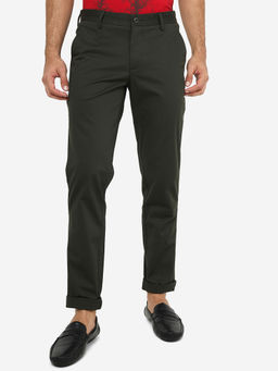 JadeBlue - Olive Green Casual Cotton Trouser