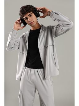 DOMIN8 - Men Full-Zip Raglan Sleeve Hooded Grey Jacket
