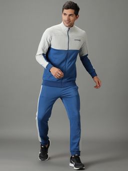 DOMIN8 - Men Quilted Colour Block Training Blue Jacket
