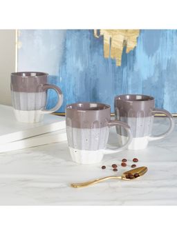 HomeTown - Emilia Ceramic Coffee Mug 320Ml Set Of 3 In Dusky Grey Colour