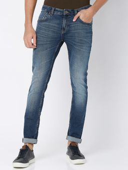 Spykar - Dark Blue Cotton Slim Fit Narrow Length Jeans for Men (Skinny)