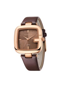 Giordano - Square Dial Watch For Women With Leather Strap Brown (M)