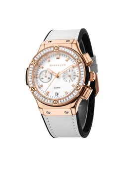 Giordano - Studded Bezel With Quartz Movement Analog Watch For Men White (M)