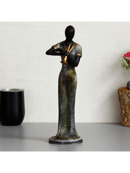 eCraftIndia - Lady Playing Clarinet Musical Instrument Antique Finish Handcrafted Showpiece
