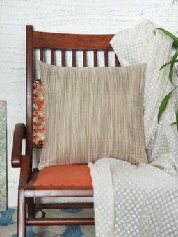 Zeba World - ZEBA Cushion Cover for Sofa Bed Brocade Silk - Beige (16x16 inches)