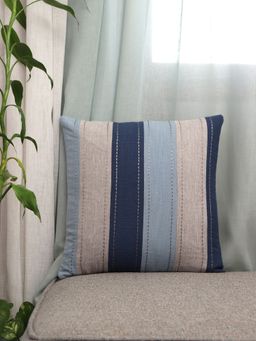 Zeba World - ZEBA Cushion Cover Cotton Blend Floral Aari and Embroidery with Tassels Multicolor (16x16 inches)