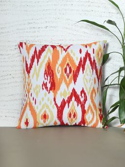 Zeba World - ZEBA Cushion Cover for Sofa Bed Poly Canvas Ikat Print - Multicolor (16x16 inches)