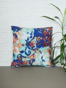 Zeba World - ZEBA Cushion Cover for Sofa Bed Poly Canvas Ikat Print - Multicolor (16x16 inches)