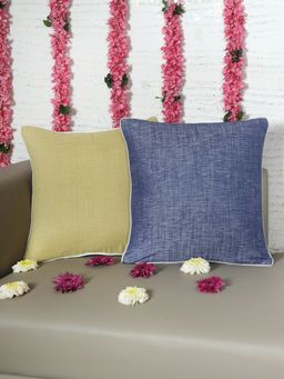 Zeba World - ZEBA Cushion Cover Cotton Blend Patchwork with Embroidery of Chawal Taka Multicolor (Pack of 2) (16x16 inches)