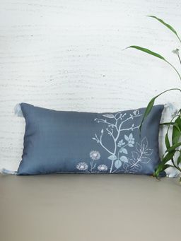 Zeba World - ZEBA Cushion Cover for Sofa Bed - Polyanas with Floral Print & Tassels - Blue