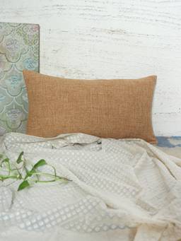 Zeba World - ZEBA Cushion Cover for Sofa Bed Cotton Blend -Self Textured - Yellow