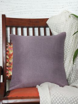 Zeba World - ZEBA Cushion Cover for Sofa Bed Cotton Blend -Self Textured - Purple (16x16 inches)