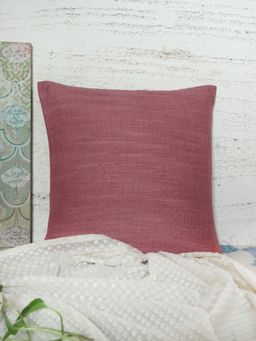 Zeba World - ZEBA Cushion Cover for Sofa Bed Cotton Blend with Self Textured - Coral (16x16 inches)