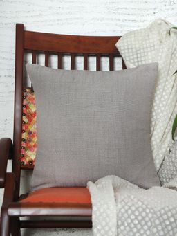 Zeba World - ZEBA Cushion Cover for Sofa Bed Cotton Blend with Self Textured - Grey (16x16 inches)