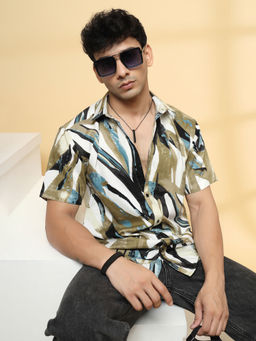 RIGO - Men Olive Abstract Shirt