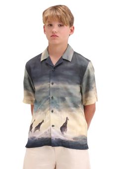 RARE ONES - Boys Graphic Printed Cuban Collar Shirt