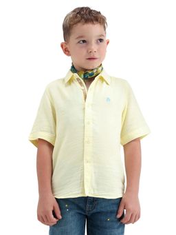 RARE ONES - Boys Yellow Solid Regular Fit Plain Shirt