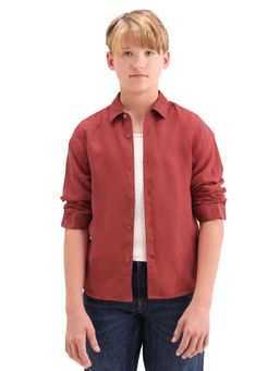 RARE ONES - Boys Solid Linen Blend Full Sleeve Shirt