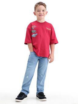 RARE ONES - Boys Blue Regular Solid Distress Jeans