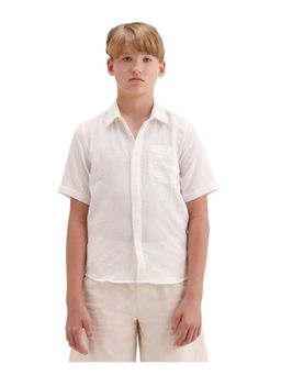 RARE ONES - Boys White Textured Half Sleeve Shirt