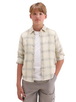 RARE ONES - Boys Off White Full Sleeve Checked Shirt