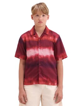 RARE ONES - Kids Red and Peach Cuban Collar Shirt