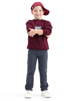 RARE ONES - Boys Grey Solid Slim Fit Sustainable Jeans