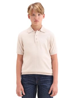 RARE ONES - Boys Peach Textured Regular Polo T-Shirt