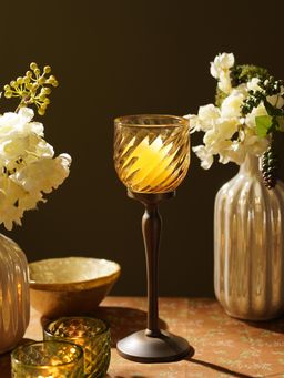 Pure Home + Living - Yellow Swirl Textured Hurricane