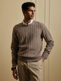 Andamen - Brown Men's Full Sleeve Pullover Regular Fit Sweater