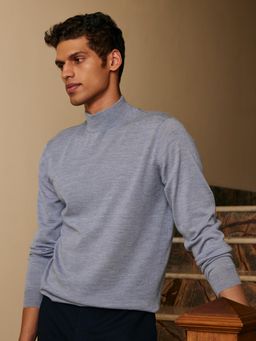 Andamen - Grey Men's Full Sleeve Merino Wool Pullover Regular Fit Sweater