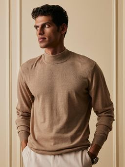 Andamen - Brown Men's Full Sleeve Merino Wool Pullover Regular Fit Sweater