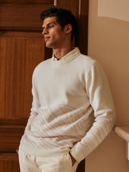 Andamen - Off White Men's Full Sleeve Pullover Regular Fit Sweater