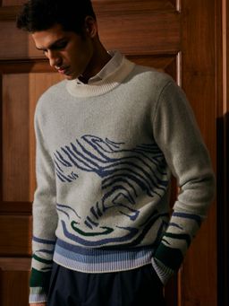 Andamen - Off White Men's Full Sleeve Pullover Regular Fit Sweater