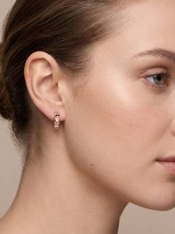 Carlton London - 18Kt Rose Gold Plated Solitaire Half Hoop Earring