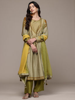 Ritu Kumar - Green Alifia Kurta With Pant And Dupatta