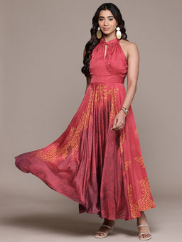 Ritu Kumar - Red Enola Fit And Flare Sleeveless Dress