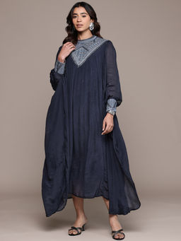 Ritu Kumar - Blue Full Sleeve Solid Long Dress