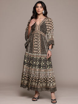 Ritu Kumar - Black Zunairaa Full Sleeves Long Dress