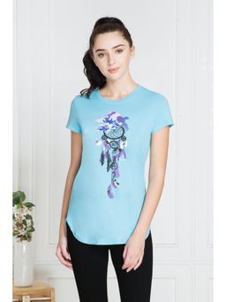Van Heusen Woman Lingerie and Athleisure - Van Heusen Women Round Neck & Short Sleeve Lounge T-Shirt - Blue