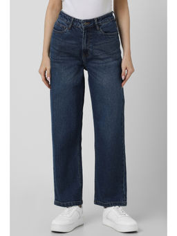 Van Heusen - Women Navy Blue Mid Wash Regular Fit Jeans