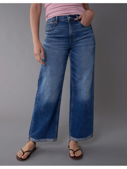 American Eagle - Women Blue Dreamy Drape Super High-Waisted Baggy Wide-Leg Jeans