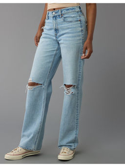 American Eagle - Women Blue Strigid Ripped High-Waisted Stovepipe Jeans