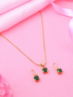 Estele - Gold Plated Square Designer Solitaire Pendant for Women (Set of 2)