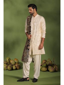 KALPRAAG - Kaustubh Cream Front Open Kurta & Salwar with Dupatta