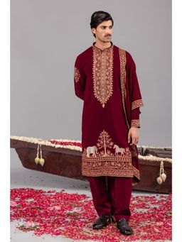 KALPRAAG - Chaar Kadam Maroon Kurta & Pant with Dupatta