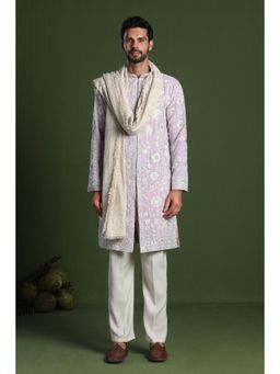KALPRAAG - Vikram Purple Front Open Kurta & Pant with Dupatta