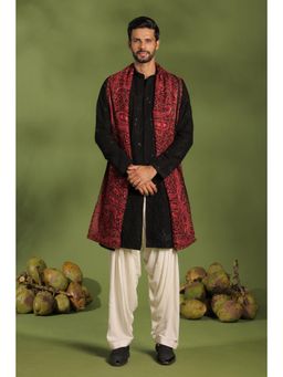 KALPRAAG - Agni Black Front Open Kurta & Salwar with Dupatta